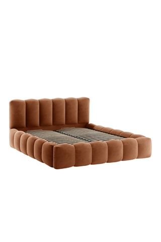 Lit-coffre avec sommier Cameron - Marron - Toucher velours