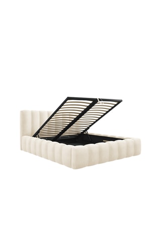 Lit-coffre avec sommier Ludivine - Beige - Toucher velours