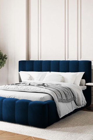 Lit-coffre avec sommier Ludivine - Bleu roi - Toucher velours