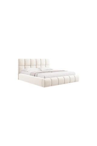 Lit-coffre avec sommier Sorrel - Beige - Toucher velours