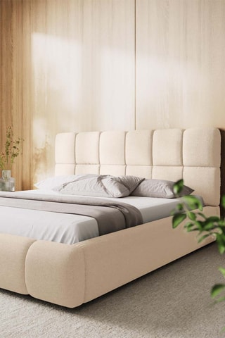 Lit-coffre avec sommier Sorrel - Beige - Tissu chenille