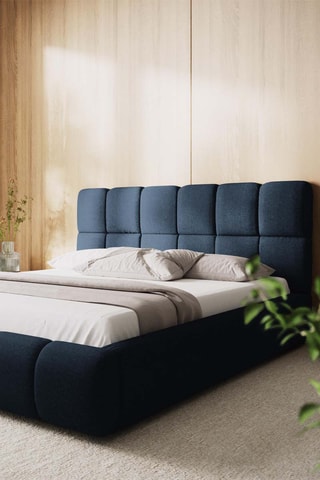 Lit-coffre avec sommier Sorrel - Bleu - Tissu chenille