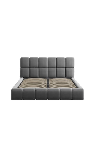 Lit-coffre avec sommier Sorrel - Gris - Toucher velours