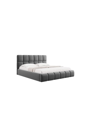 Lit-coffre avec sommier Sorrel - Gris - Toucher velours