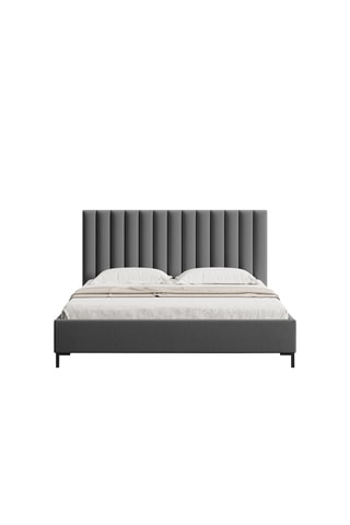 Lit-coffre avec sommier Apollo - Gris - Tissu structurel