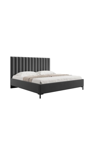 Lit-coffre avec sommier Apollo - Gris - Tissu structurel