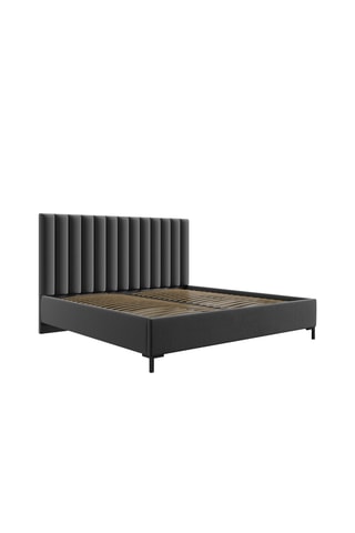 Lit-coffre avec sommier Apollo - Gris - Tissu structurel