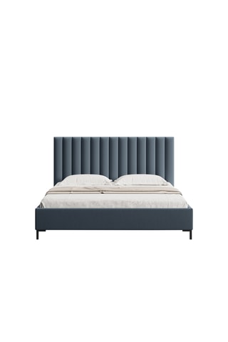Lit-coffre avec sommier Apollo - Bleu foncé - Tissu structurel
