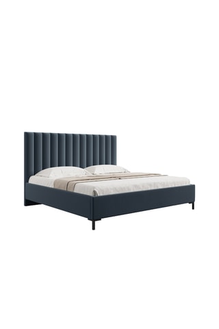 Lit-coffre avec sommier Apollo - Bleu foncé - Tissu structurel