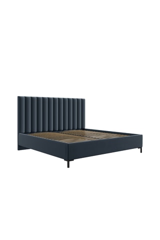 Lit-coffre avec sommier Apollo - Bleu foncé - Tissu structurel