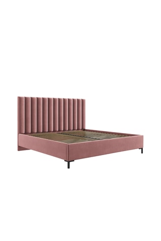 Lit-coffre avec sommier Apollo - Rose - Toucher velours