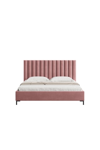 Lit-coffre avec sommier Apollo - Rose - Toucher velours