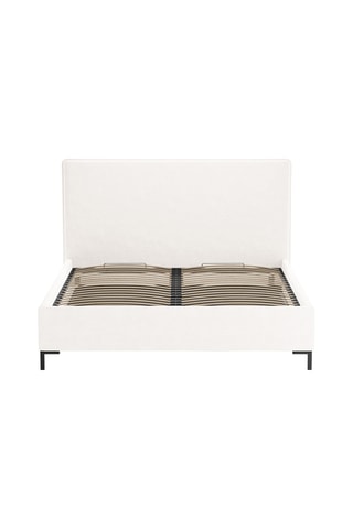 Lit-coffre avec sommier Polly - Blanc - Tissu bouclette