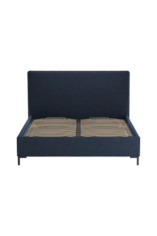 Lit-coffre avec sommier Polly - Bleu foncé - Tissu bouclette