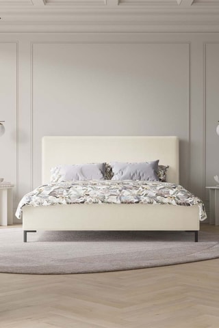 Lit-coffre avec sommier Polly - Beige - Tissu structurel