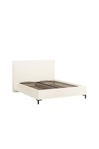 Lit-coffre avec sommier Polly - Beige - Tissu structurel