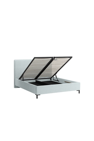 Lit-coffre avec sommier Polly - Ciel - Tissu structurel