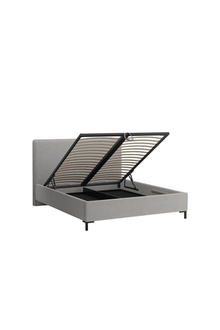 Lit-coffre avec sommier Polly - Gris - Tissu structurel