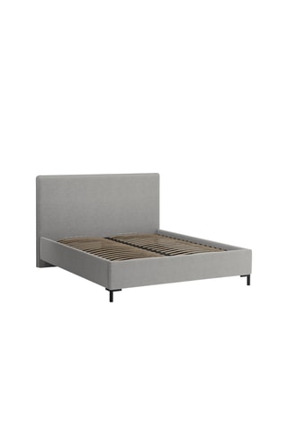 Lit-coffre avec sommier Polly - Gris - Tissu structurel