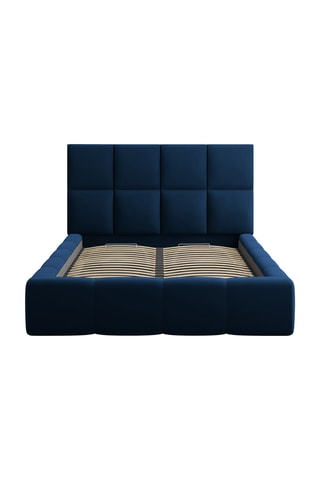 Lit-coffre avec sommier Isa - Bleu roi - Toucher velours
