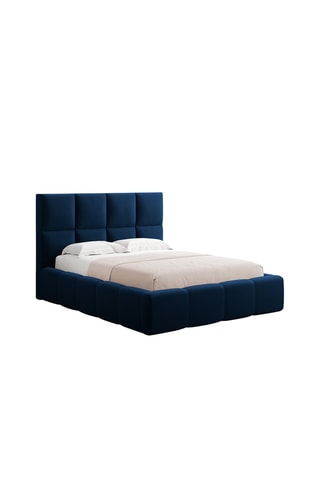 Lit-coffre avec sommier Isa - Bleu roi - Toucher velours