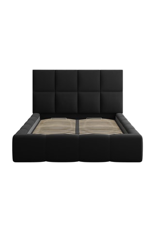 Lit-coffre avec sommier Isa - Noir - Toucher velours