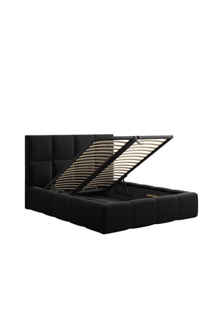 Lit-coffre avec sommier Isa - Noir - Toucher velours
