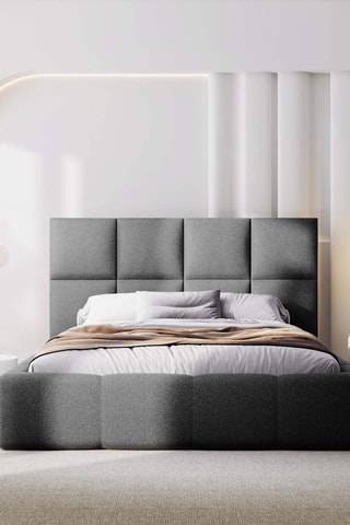 Lit-coffre avec sommier Isa - Gris - Tissu structurel