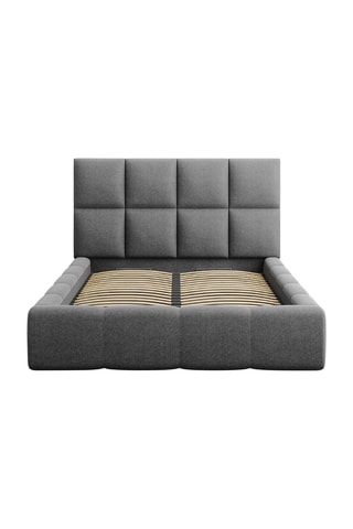 Lit-coffre avec sommier Isa - Gris - Tissu structurel