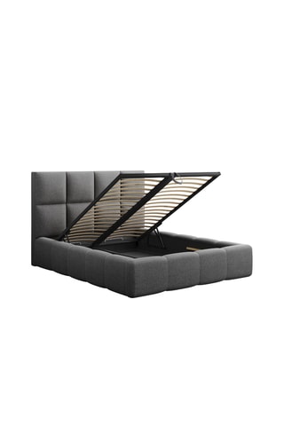 Lit-coffre avec sommier Isa - Gris - Tissu structurel