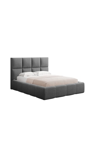 Lit-coffre avec sommier Isa - Gris - Tissu structurel