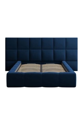 Lit-coffre avec sommier Isa - Bleu roi - Toucher velours