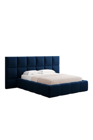 Lit-coffre avec sommier Isa - Bleu roi - Toucher velours
