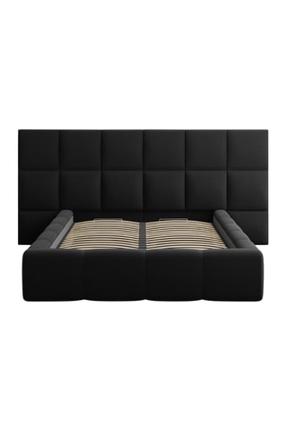 Lit-coffre avec sommier Isa - Noir - Toucher velours