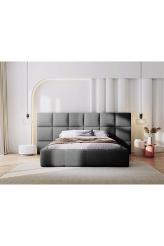 Lit-coffre avec sommier Isa - Gris - Tissu structurel