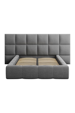 Lit-coffre avec sommier Isa - Gris - Tissu structurel