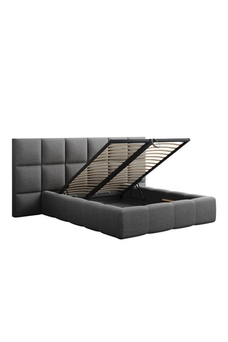 Lit-coffre avec sommier Isa - Gris - Tissu structurel