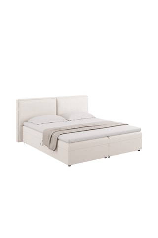 Lit-coffre avec sommier Arendal - Beige - Tissu structurel