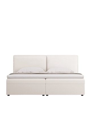 Lit-coffre avec sommier Arendal - Beige - Tissu structurel