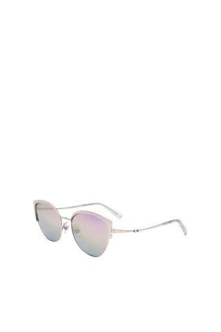 Lunettes de soleil femme - Verres effet miroir - Catégorie 2 - Swarovski - Vert, rose et argenté