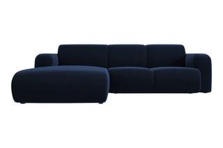 Canapé d’angle gauche Lola - Bleu roi - 4 places - En tissu velours