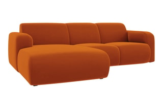 Canapé d’angle gauche Lola - Rouge brique - 4 places - En tissu velours