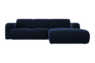 Canapé d’angle droit Lola - Bleu roi - 4 places - En tissu velours