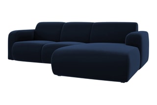 Canapé d’angle droit Lola - Bleu roi - 4 places - En tissu velours