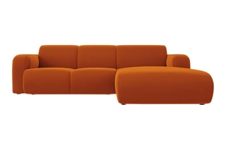 Canapé d’angle droit Lola - Rouge brique - 4 places - En tissu velours