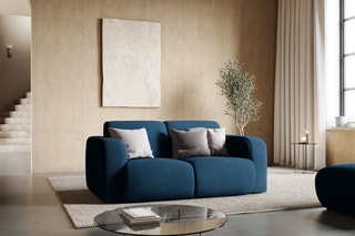 Canapé Lola - Bleu roi - 2 places - En tissu chenille