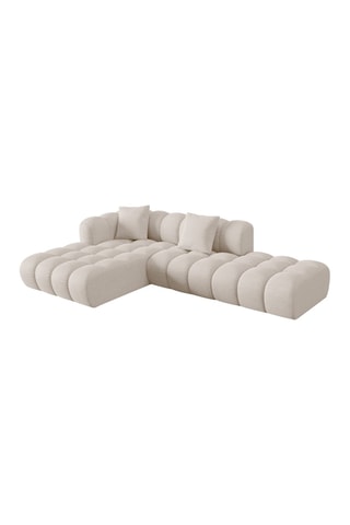 Canapé d'angle gauche Clotilde - Beige - 4 places - Revêtement en tissu