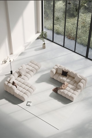 Canapé d'angle gauche Clotilde - Beige - 4 places - Revêtement en tissu