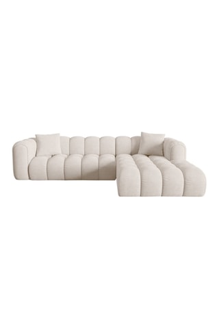 Canapé d'angle droit modulaire Clotilde - Beige - 4 places - En tissu chenille
