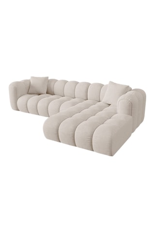 Canapé d'angle droit modulaire Clotilde - Beige - 4 places - En tissu chenille
